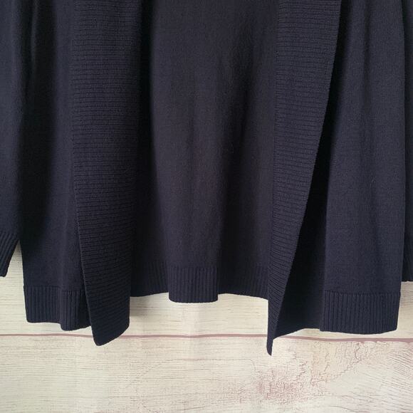 Verve Ami Navy Blue Cardigan Sweater Open Front Elbow Length Sleeves Size Small - Picture 3 of 13